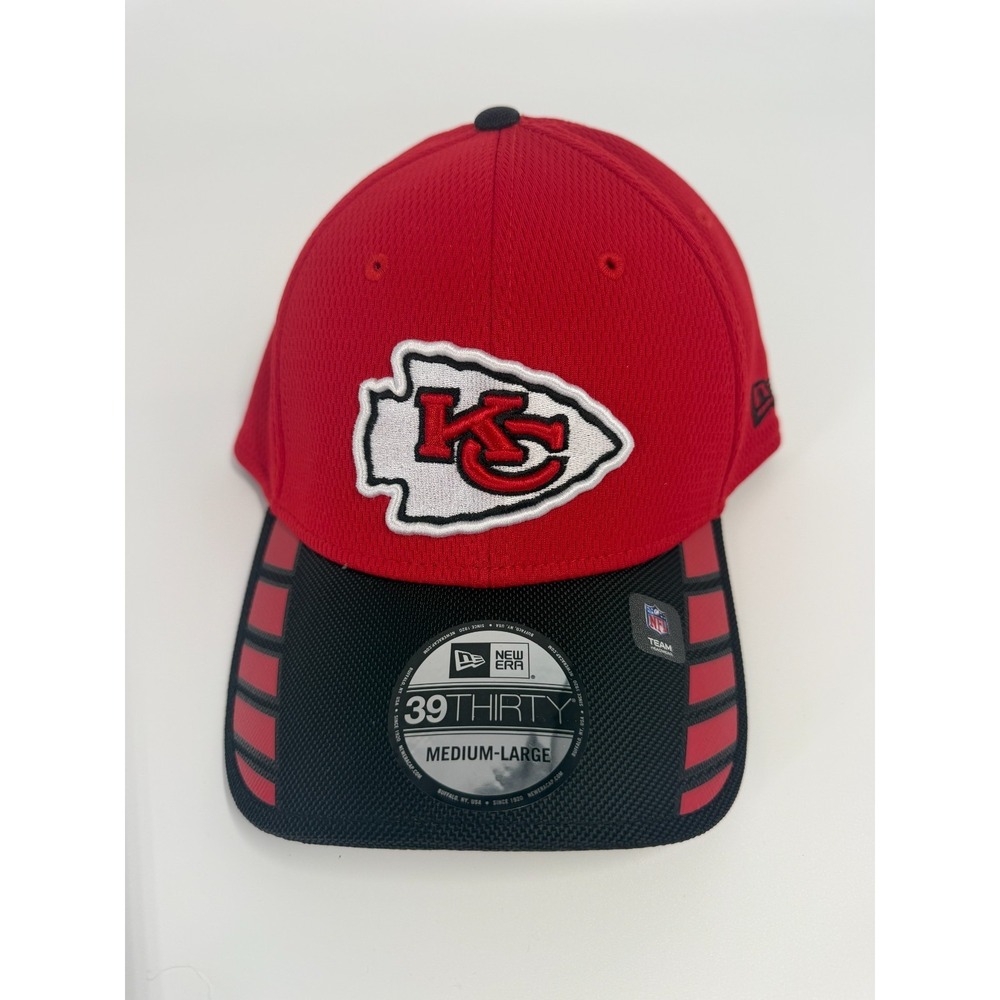 Kansas City Chiefs New Era Visor Hit 39Thirty SZ M/L Stretch Fit Hat Cap Red NWT